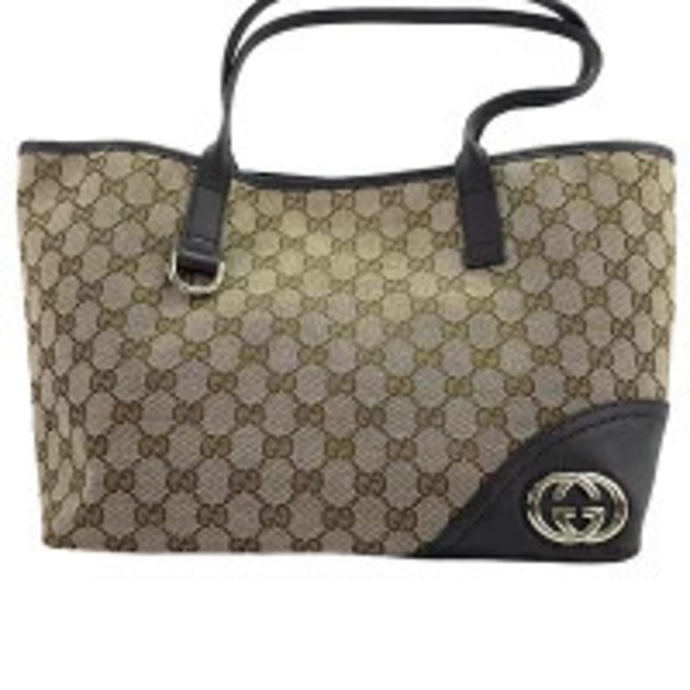 Gucci GG Canvas Brit Tote Bag Beige Cream